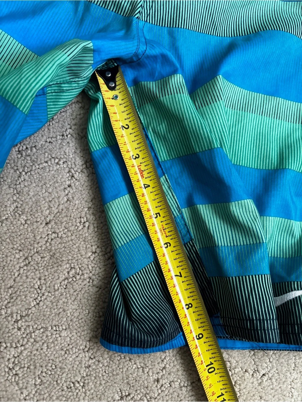 Nike Boys Blue & Green Striped Board Shorts Swim Trunks Size  Large